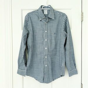BROOKS BROTHERS shirt size M blue white button down Regent non-iron cotton